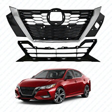 For 2020 2021 2022 Nissan Sentra Front Upper Lower Bumper Grille Assembly Chrome picture