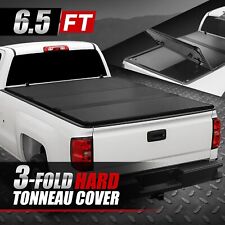 For 14-19 Silverado Sierra Truck 6.5Ft Bed FRP Hard Solid Tri-Fold Tonneau Cover picture