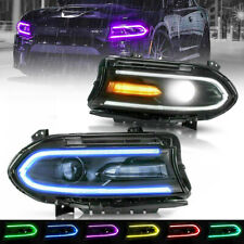 Set(2) LED Projector Headlights RGB Color Change For 15-22 Dodge Charger SRT GT picture