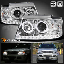 Fits 2002-2005 Ford Explorer LED Strip Halo Projector Headlights Lamp Left+Right picture