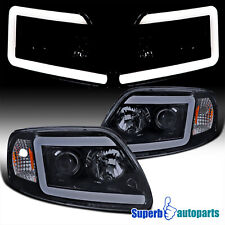 1997-2003 Ford F150 Expedition Smoke Projector Headlights LED Strip Lamp picture