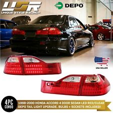 DEPO JDM Style Red/Clear LED Tail Lights For 1998-2000 Honda Accord 4 Door Sedan picture
