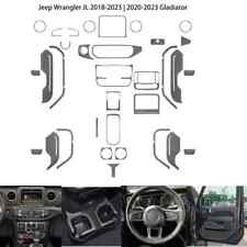 34Pcs For Jeep Wrangler JL Gladiator Carbon Fiber Interior Full Kit Trim Cover picture