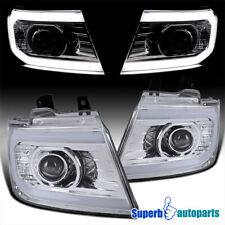 Fits 2007-2013 Chevy Avalanche Projector Headlights LED Strip Bar w/ Turn Signal picture