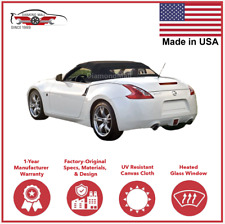 Fits: Nissan 370Z Convertible Soft Top & Heated Glass Window Black CANVAS CLOTH picture