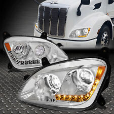 [LED DRL+SEQUENTIAL SIGNAL] FOR 11-20 PETERBILT 579 PROJECTOR HEADLIGHT CHROME picture