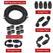 6AN-8AN-10AN Black Nylon E85 PTFE Oil Gas Fuel Line Hose 20FT + 14 Fittings Kit picture