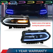 2PCS LED DRL Projector Headlights For 2015-2020 Dodge Charger RGB Color Change picture