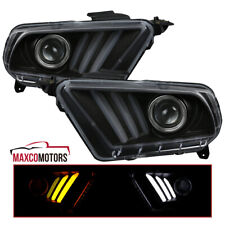 Black Projector Headlights Fits 2010-2014 Ford Mustang Sequential LED Signal DRL picture