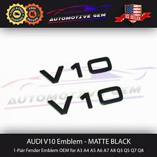 Audi V10 Emblem Matte Black OEM Side Fender Badge A6 A7 A8L S6 S7 S8 Q7 Q8 R8 picture