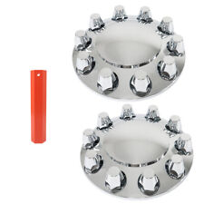 Chrome Pair Front Wheel Covers Hub Axle Semi Plastic ABS 33mm Nut Covers picture