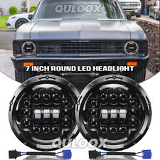 2x Chrome 7Inch Round Led Headlights Hi-Lo For Chevy C10 C20 G10 G20 Nova Pickup picture