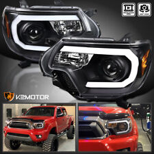 Black Fits 2012-2015 Toyota Tacoma LED Strip Bar Projector Headlights Left+Right picture