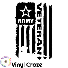 US Army Veteran Soldier on Distressed Flag Vinyl Decal ANY Color  picture