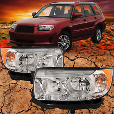 Fits 2006-2008 Subaru Forester Headlight Set Chrome Performance Lens picture