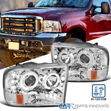 Fit 99-04 Ford F250 F350 F450 Super Duty LED Halo Clear Projector Headlights picture