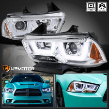 Fits 2011-2014 Dodge Charger Clear LED Bar Tube Projector Headlights Lamps 11-14 picture
