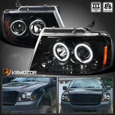 Jet Black Fits 2004-2008 Ford F150 Lincoln Mark LT LED Halo Projector Headlights picture