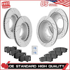 For 2001 - 2007 Toyota Sequoia Front & Rear Drilled Rotors + Ceramic Brake Pads picture