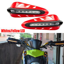 2X Motorcycle Handlebar Hand Guard W/LED Signal Light Dirt Bike ATV Off-Road Red picture