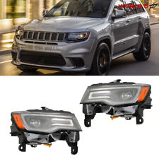 Fit For 2017-2021 Jeep Grand Cherokee Black Headlight Halogen Upgrade LED LH+RH picture