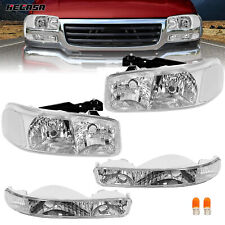 For GMC Sierra 1500 2500 99-07 Chrome Headlights+Bumper Clear Reflector Lamps picture