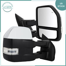 Tow Mirrors Power Heated Turn Signal Puddle Light Chrome For 2015-20 Ford F150 picture