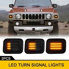 Smoked Dynamic Amber Front Bumper LED Turn Signal Lights For Hummer H2 03-09 picture