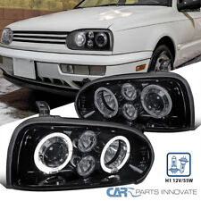 Fit 1993-1998 VW Golf MK3 95-98 Cabrio LED Halo Projector Headlights Lamps Smoke picture