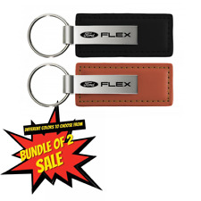 Bundle of 2 Sale Ford Flex Logo Genuine Leather Key Chain Fob Official Licensed picture