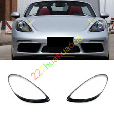 Pair Headlight Lens Clear + Glue For Porsche 718 Cayman Boxster 982 2016-2020 picture