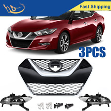 3PCS Front Upper Grille + Driving Fog Lights For 2016 2017 2018 Nissan Maxima picture