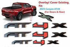 3PCS Kits Matte Black Red Door Rear AT4X OVERLAY Emblems 2023-2024 Canyon AT4X picture