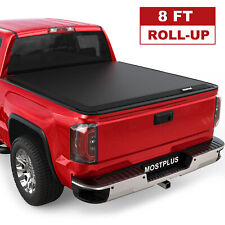 8FT Roll Up Long Bed Tonneau Cover For 2014-2018 Chevy Silverado GMC Sierra 1500 picture