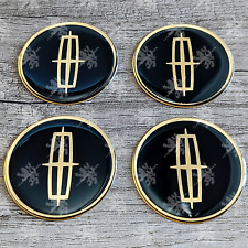 Black and Gold Lincoln Wheel Chips Emblem Decals Set of 4 Size 2.25 inches picture