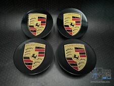 Porsche 911 718 cayenne panamera black gloss wheels center caps 9p1601147 set picture