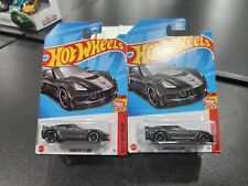 💎 X2 2023 Hot Wheels Corvette C7 Z06 in Black HW Then and Now 1/10 PAIR OF 2 picture