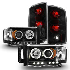 Black 2002-2005 Dodge Ram 1500 LED Halo Projector Headlights+Tail Lights Lamps picture