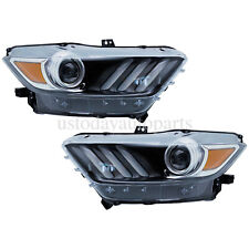 Headlights For 2015 2016 2017 Ford Mustang HID/Xenon W/LED DRL Pair Headlamp Set picture