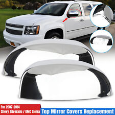 2PCS Chrome Top Half Mirror Cap Cover For 2007-2013 Chevy Silverado / GMC Sierra picture