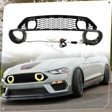 Fit 18-23 Mustang Mach 1 Style Front Grille W/LED White DRL Halo Ring+Amber Turn picture
