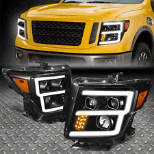 [E-LED DRL] FOR 16-24 TITAN XD BLACK HOUSING AMBER CORNER PROJECTOR HEADLIGHTS picture