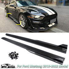 GT500 Style Side Skirt Extension Splitter Lip Fit 15-22 Ford Mustang CARBON LOOK picture
