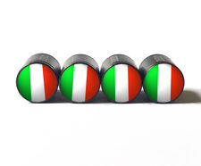 Italy Italian Flag Tire Valve Caps - Black Aluminum - Set of Four - Universal picture
