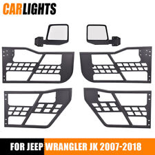 Front+Rear Side Tube Doors & Side Mirrors Fit For 07-18 Jeep Wrangler JK 4 Door picture