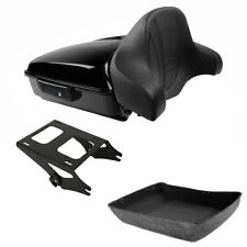 Black Chopped Trunk Backrest Pad Mount Fit For Harley Tour Pak Road King 2014-24 picture