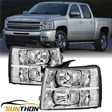 Pair Chrome Headlights Clear Lens For 2007-2013 Chevy Silverado 1500 2500 3500 picture