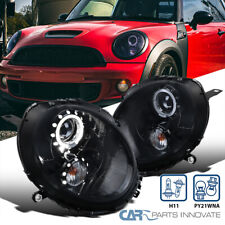 Fit 2007-2013 Mini Cooper S LED Halo Black Smoke Projector Headlights Left+Right picture