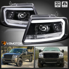 Jet Black Fits 2004-2008 Ford F150 06-08 Mark LT Projector Headlights LED Tube picture