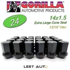 (24) Gorilla Lug Nuts, Factory Style Bulge, 14mm x 1.50, Black, 14x1.5 61148FSBC picture